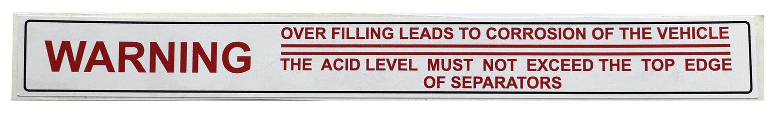 Decal- Battery Overfill Warning