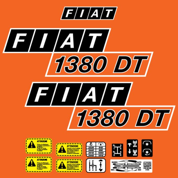 Kit autocollants latéraux Fiat 1380 DT