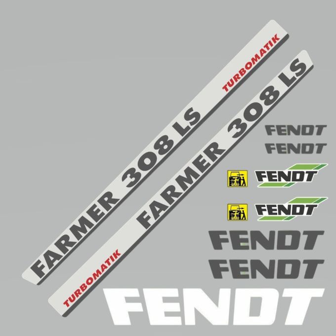 Stickerset Fendt 308 LS Farmer Turbomatik