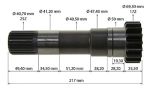 Arbre PTO 17T, 25 Spline