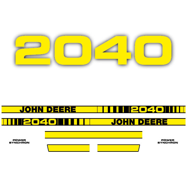 John Deere 2040 Hood Decal Set – Solid Yellow Stripe For Serial # Up To 349999