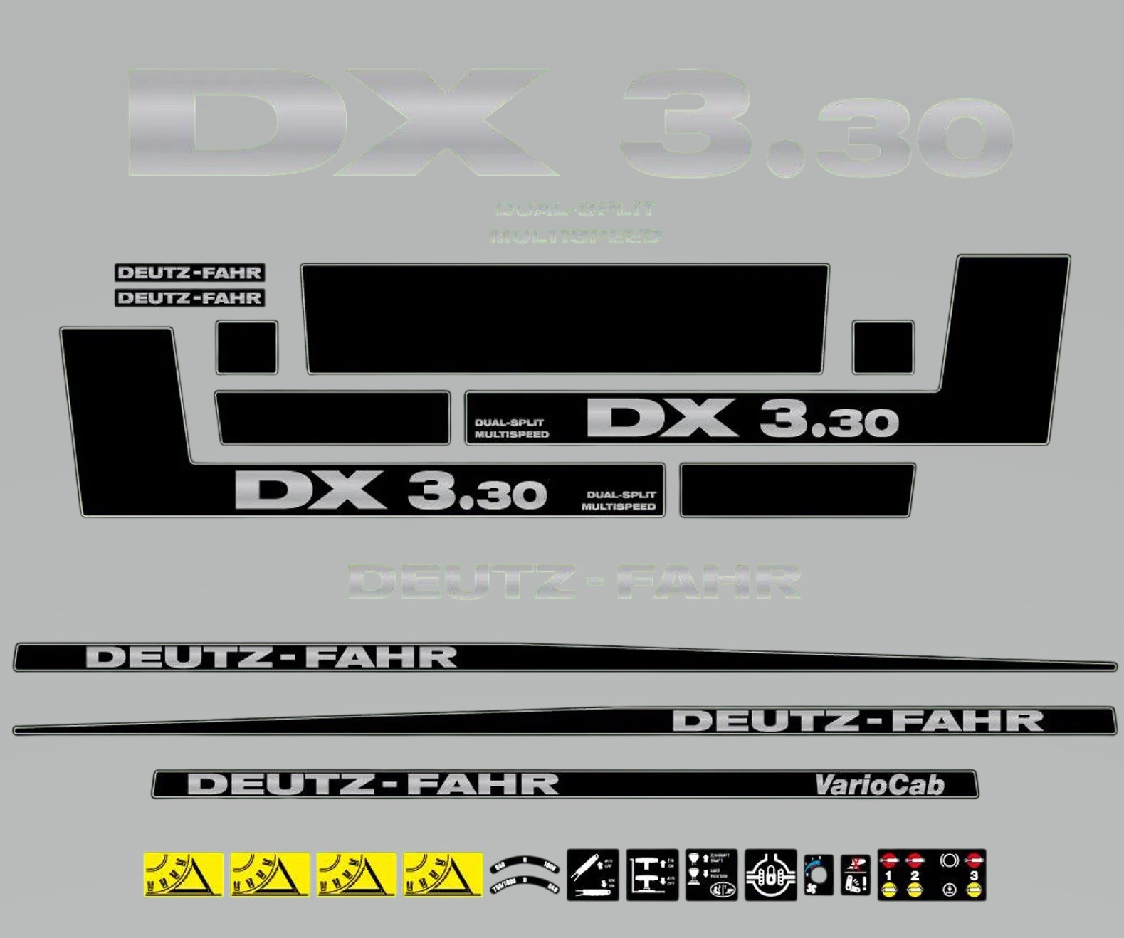 Stickerset Deutz Fahr DX 3.30 Dual-Split, Multispeed +