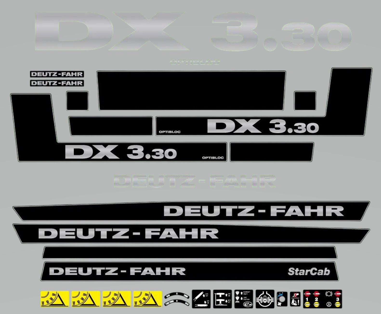 Stickerset Deutz Fahr DX 3.30 Optibloc