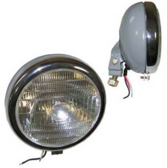 Koplamp grijs met chromen rand
