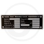 Typeplaatje Porsche Diesel
