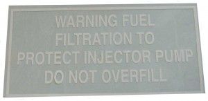 Decal Fuel Filtration Warning