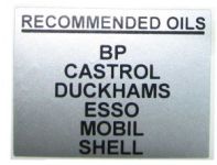 Decal- Recommended Oils