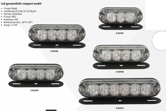 LED Gevarenlicht compact model (Licht Kleur: Wit)