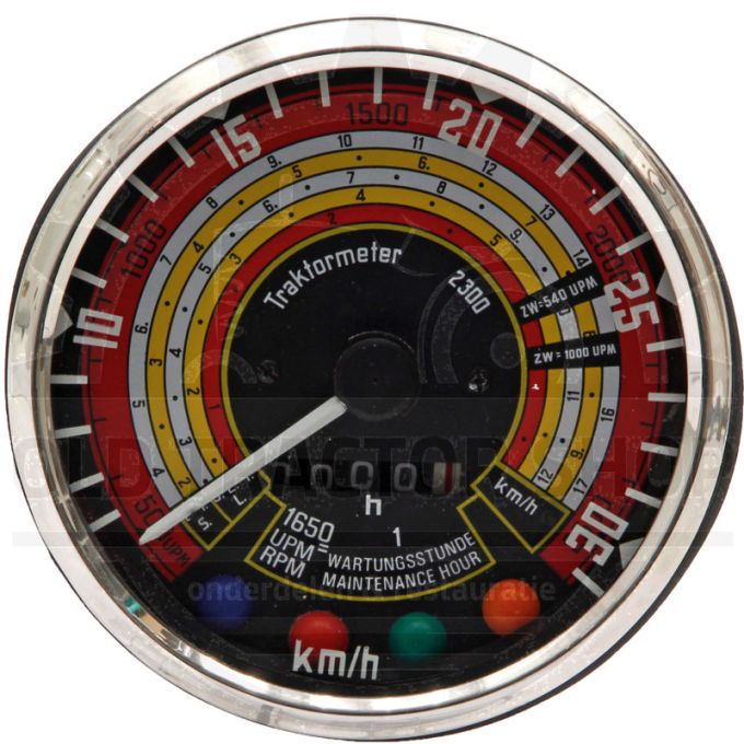 Tractormeter Ø 115 mm, 30 km/u, 2500 omw./min., rechtsdraaiend