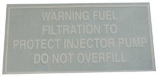 Decal Fuel Filtration Warning