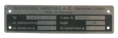 Typeplaatje Hanomag
