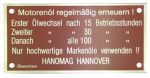 Typeplaatje Hanomag Motorblokplaatje