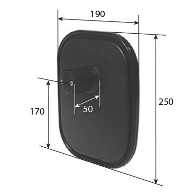 Mirror Head 250X190mm Ø12mm