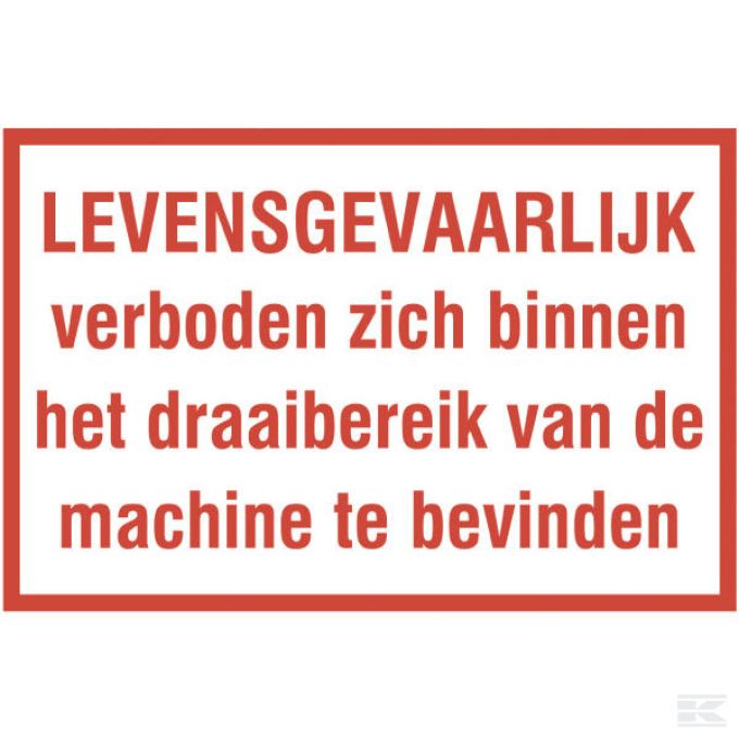 Sticker Verbod draaibereik machine