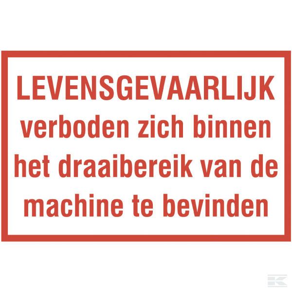 Sticker Verbod draaibereik machine