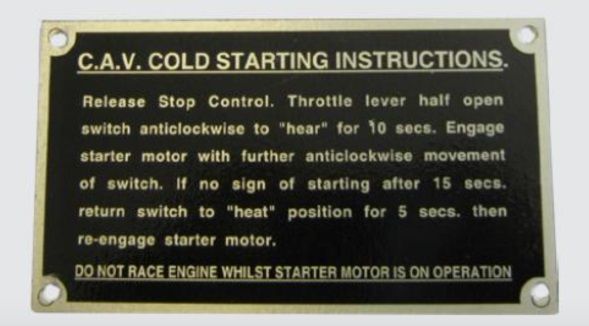 Typeplaatje 20 D -  Injector Pump Plate Simms