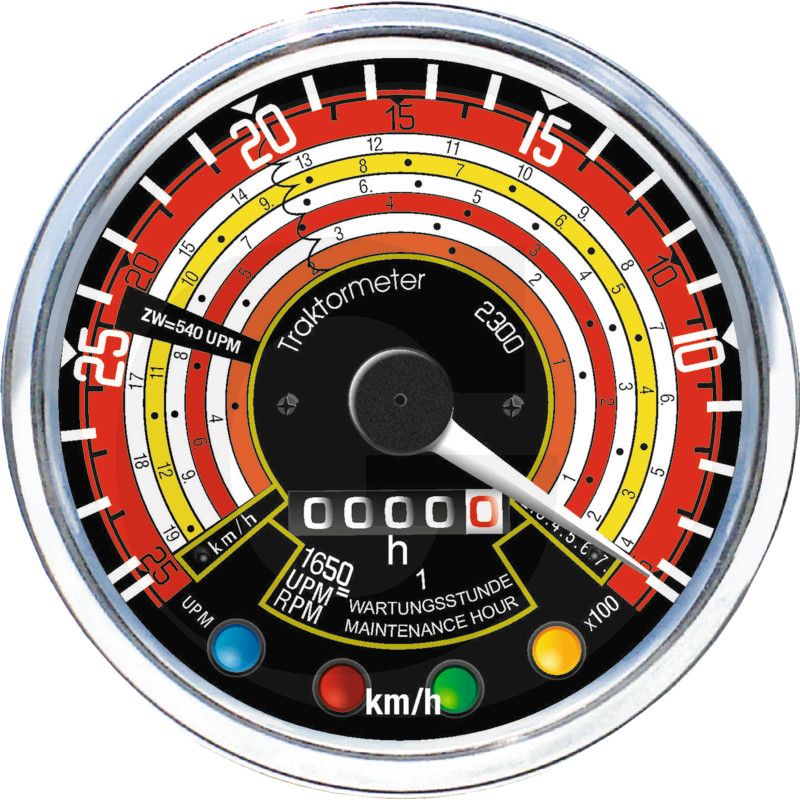 Tractormeter Ø 115 mm, 25 km/u, 2500 t/min, rechtsdraaiend