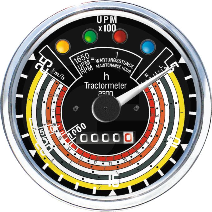 Horotachymètre Ø 115 mm, 25 km/u, 2500 t/min, rechtsdraaiend