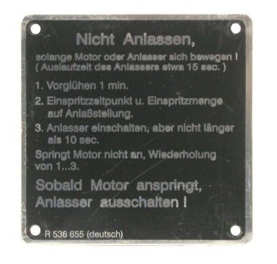 Typeplaatje Hanomag Nicht Anlassen...
