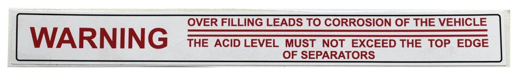 Decal- Battery Overfill Warning