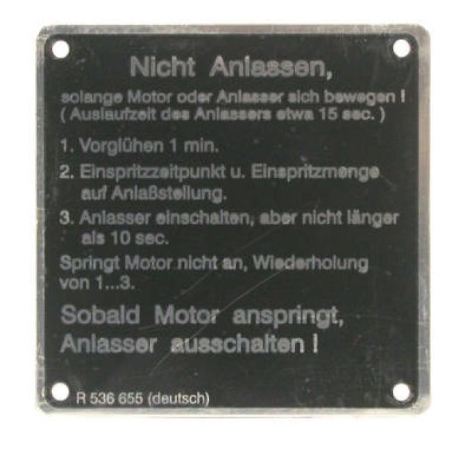 Typeplaatje Hanomag Nicht Anlassen...