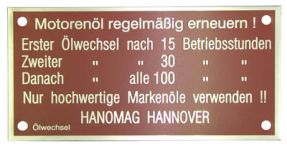 Typeplaatje Hanomag Motorblokplaatje